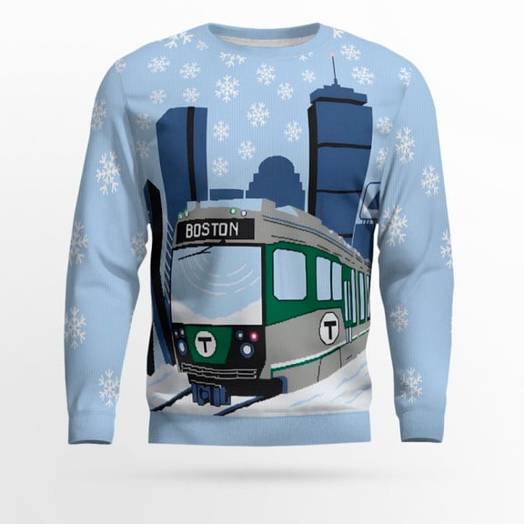 Boston MBTA Holiday Sweater 2025 (No Light Up)