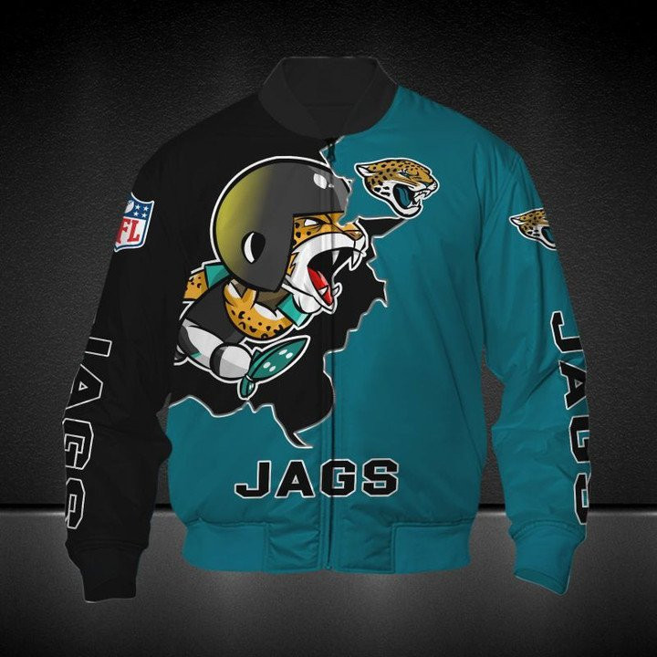 Jacksonville Jaguars Teal Black Bomber Jacket V2