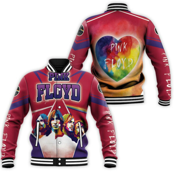 Pink Floyd Rainbow Heart Popart Red Baseball Jacket 505
