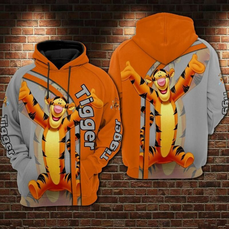 Tigger Cartoon Winnie The Pooh 3 Over Print 3d Hoodie Zip Hoodie