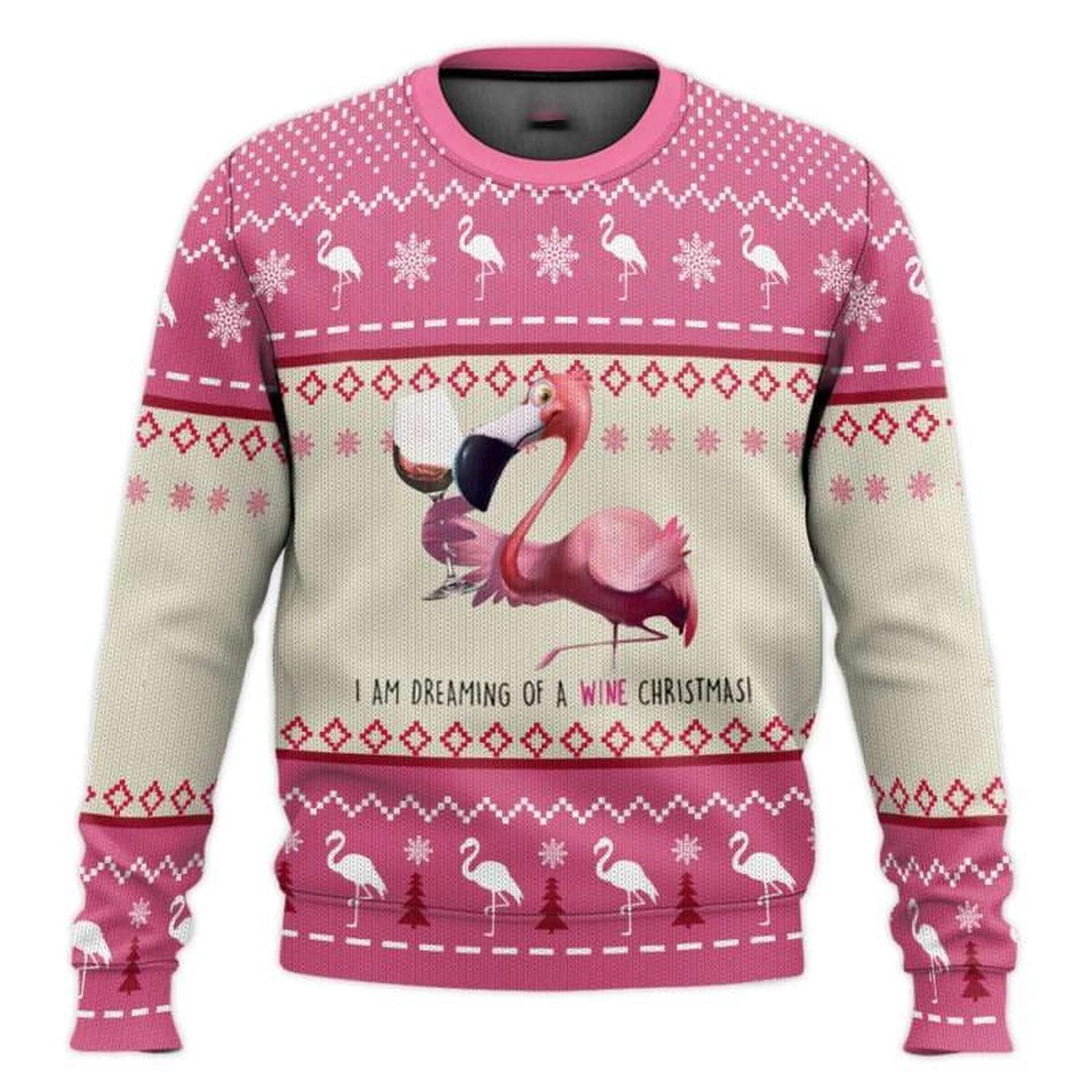 Pink Flamingo Ugly Christmas Sweater