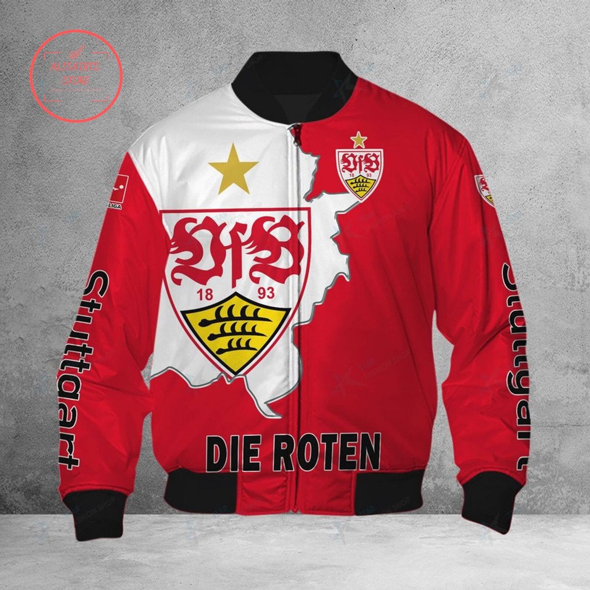 VfB Stuttgart Red White Bomber Jacket