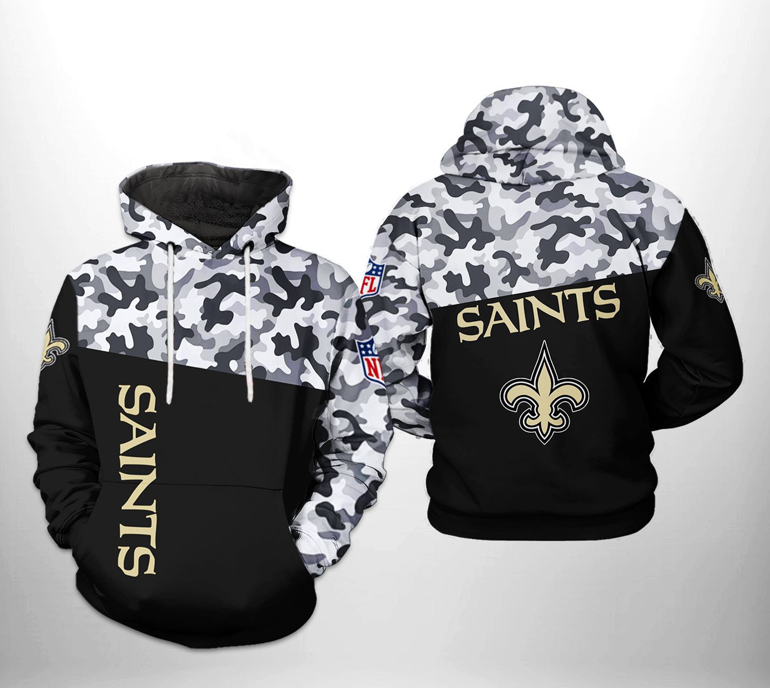 New Orleans Saints Camo Veteran Team 3D All Over Print Hoodie & Zip Hoodie