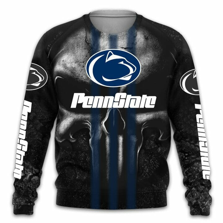 Penn State Nittany Lions Punisher Skull Black Bomber Jacket