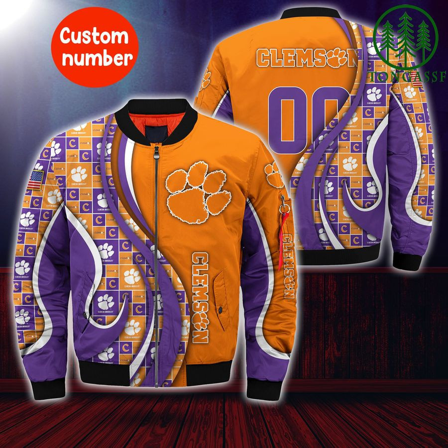 Clemson Tigers Custom Number Bomber Jacket V6