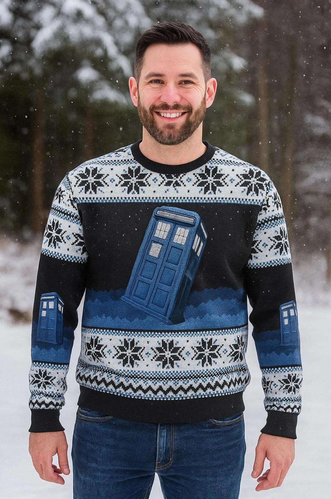 Doctor Who Ugly Christmas Sweater Christmas Sweater Jumper Warm Winter Ugly Christmas Sweater