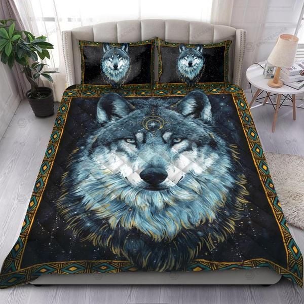 Wolf Bedding Set Wolf Passion Moon Symbol Duvet Covers Blue