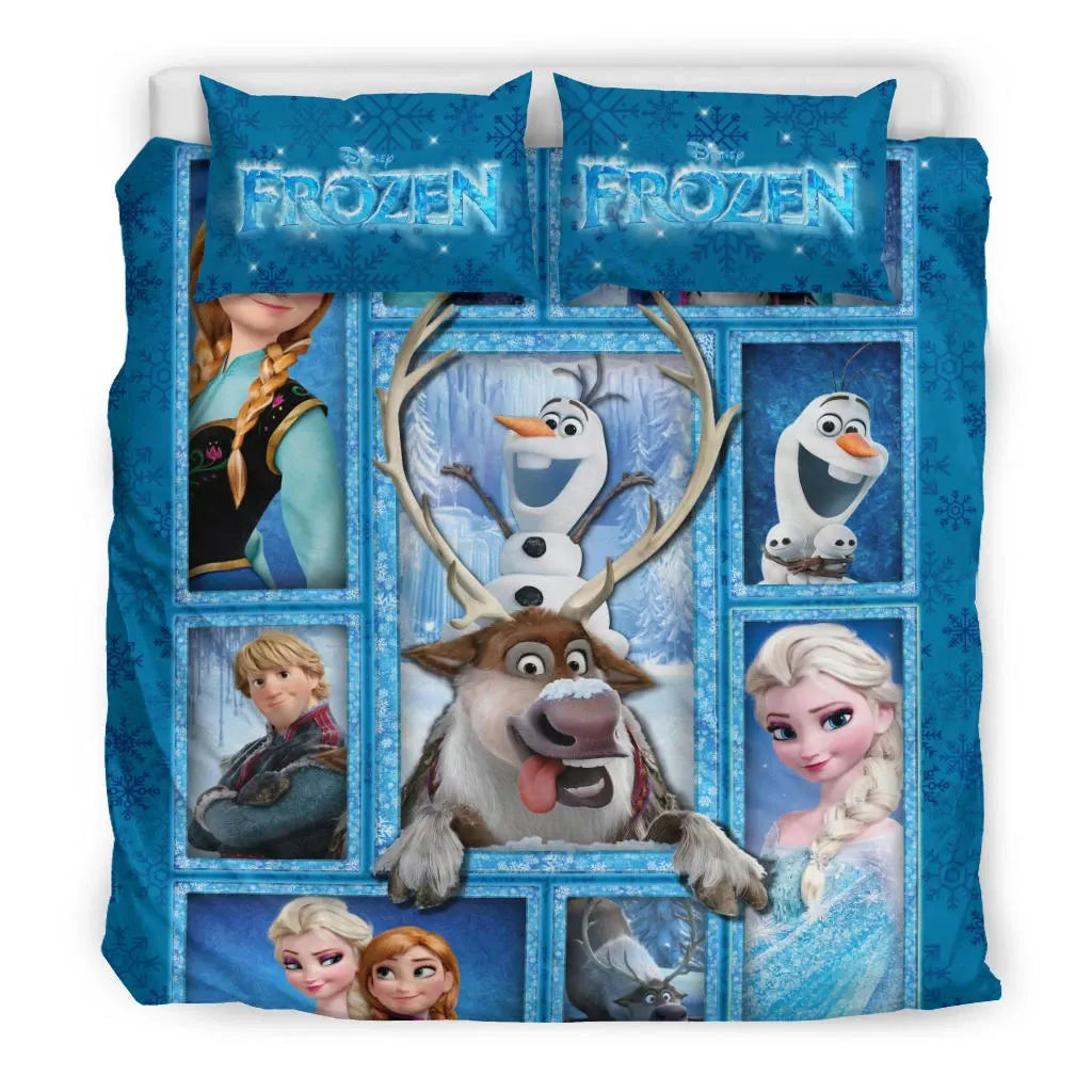 Frozen Bedding Set DN Lisa Anna Olaf And Kristoff Graphic Duvet Covers