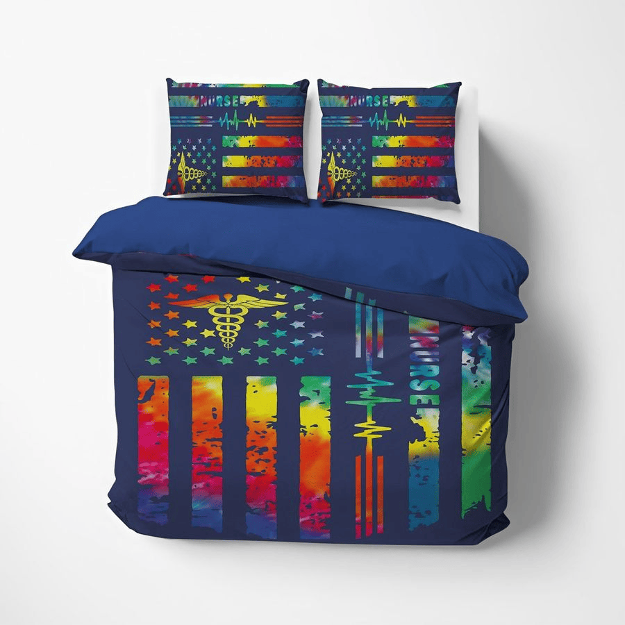 Nurse Bedding Set Nurse American Flag And Medical Symbol Duvet Covers