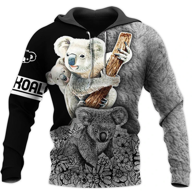 Family Of Koala Bears Holding Wood Hoodie 3d