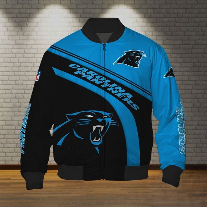 Carolina Panthers Blue Black Bomber Jacket