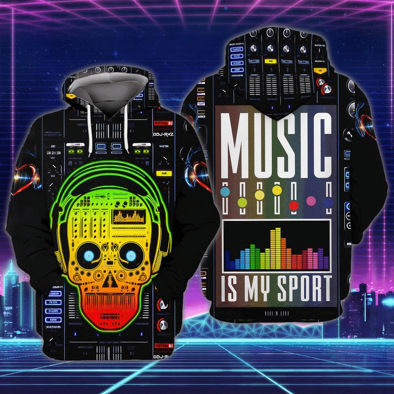 Dj Skull Music Is My Sport Gift 3d Hoodie Zip Hoodie