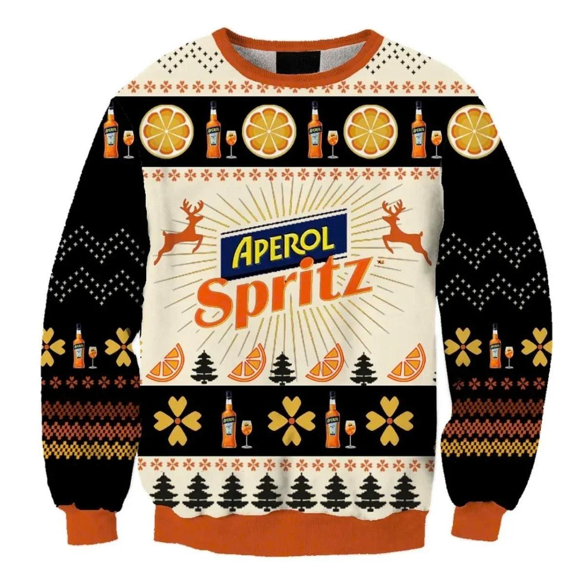 Aperol Spritz Christmas Four Leaf Clover Ugly Christmas Sweater