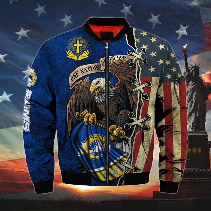 One Nation Under God Los Angeles Rams Bomber Jackets