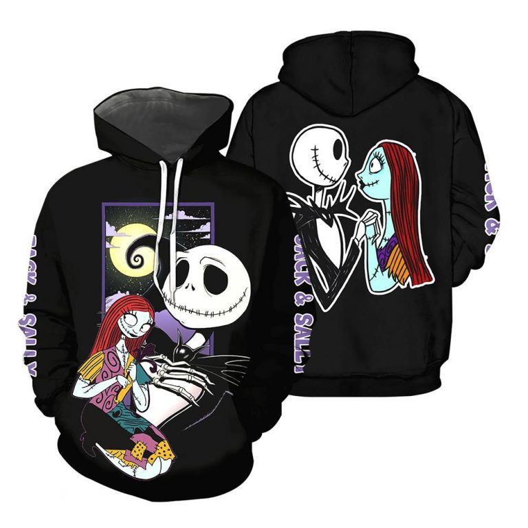 Jack Skellington And Sally Lovely 3D All Over Print Hoodie & Zip Hoodie