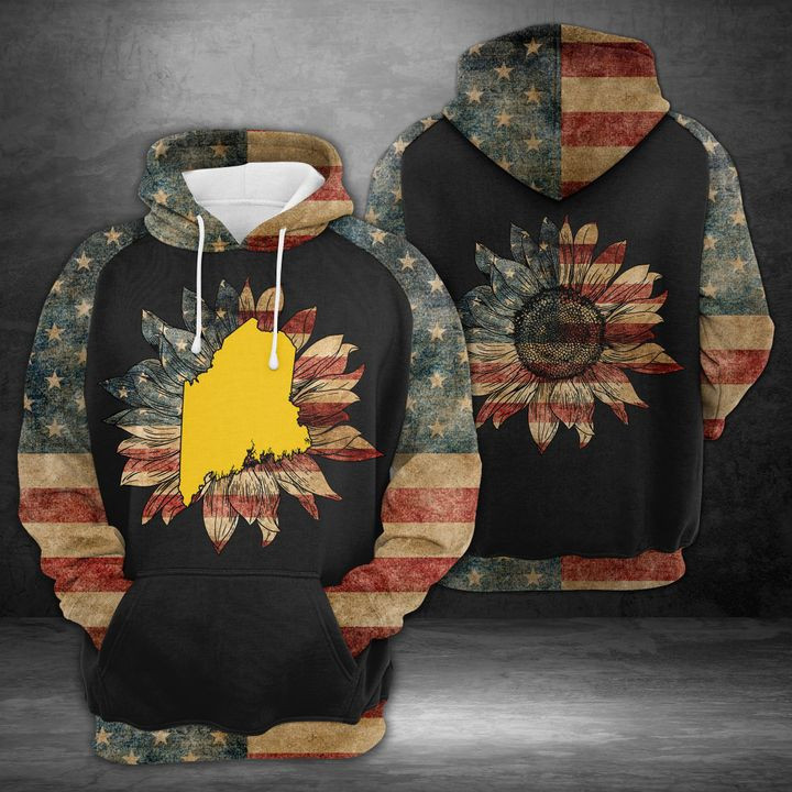 Maine American Flag 3D All Over Print Hoodie & Zip Hoodie