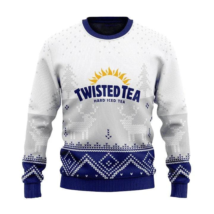 Personalized Twisted Tea Winter Reindeer Ugly Christmas Sweater