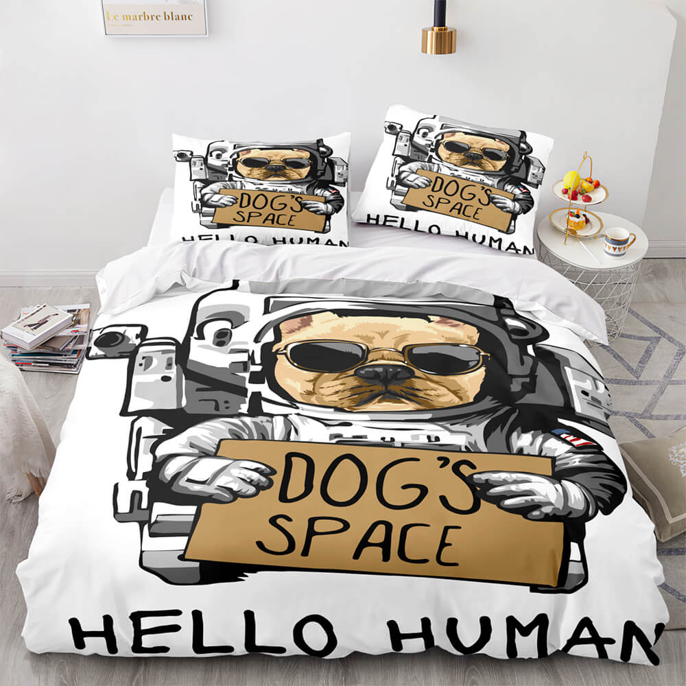 Astronaut Bedding Set Dog Space Astronaut Hello Human Duvet Covers