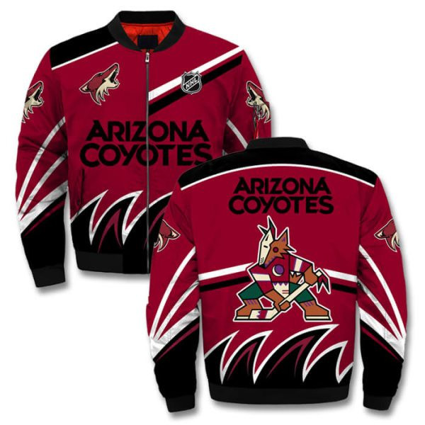 Arizona Coyotes Printful Red Bomber Jacket