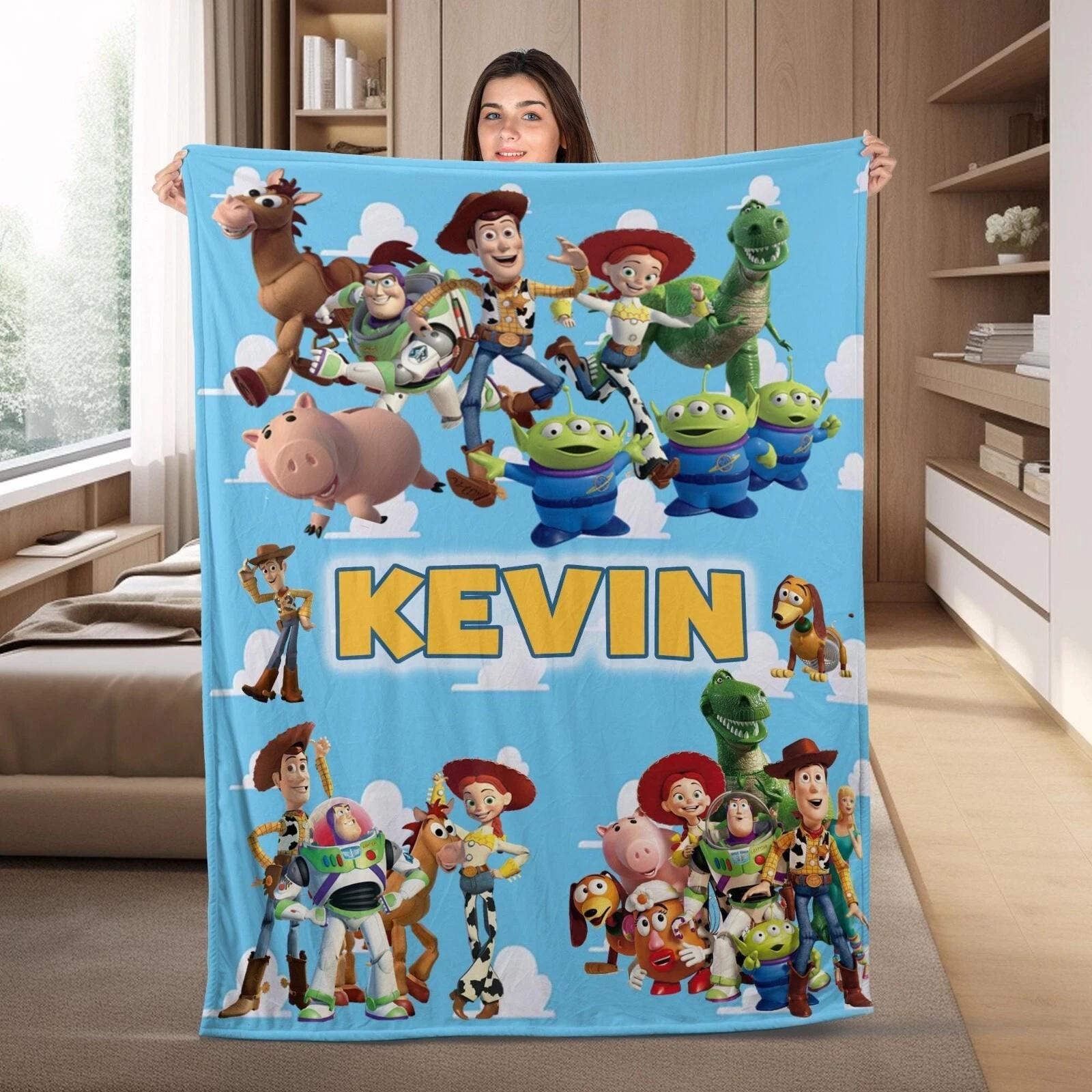 Custom Name Toy Story Characters Fleece Sherpa Blanket
