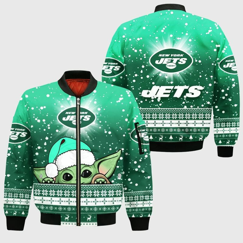 New York Jets Baby Yoda Christmas Bomber Jacket