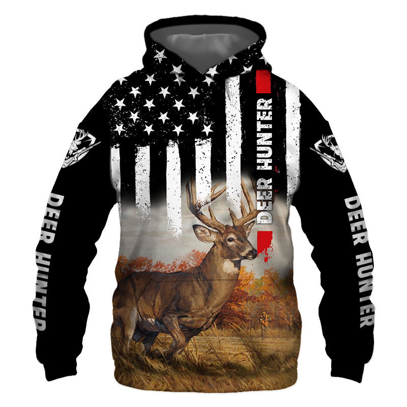 Deer Hunter US Flag Buck 3D All Over Print Hoodie & Zip Hoodie
