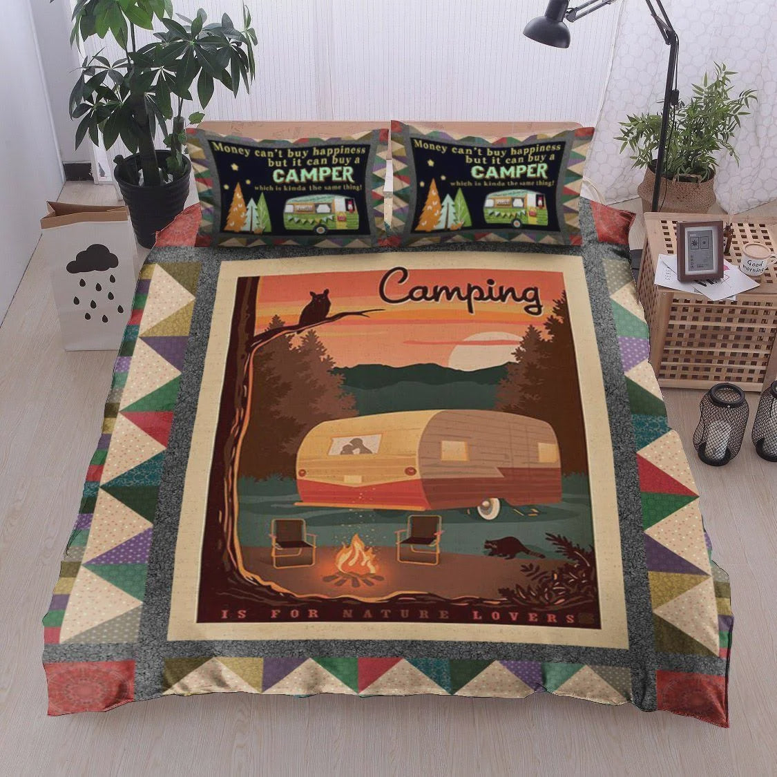 Camping Bedding Set Camping RV Trailer In Sunset Duvet Covers