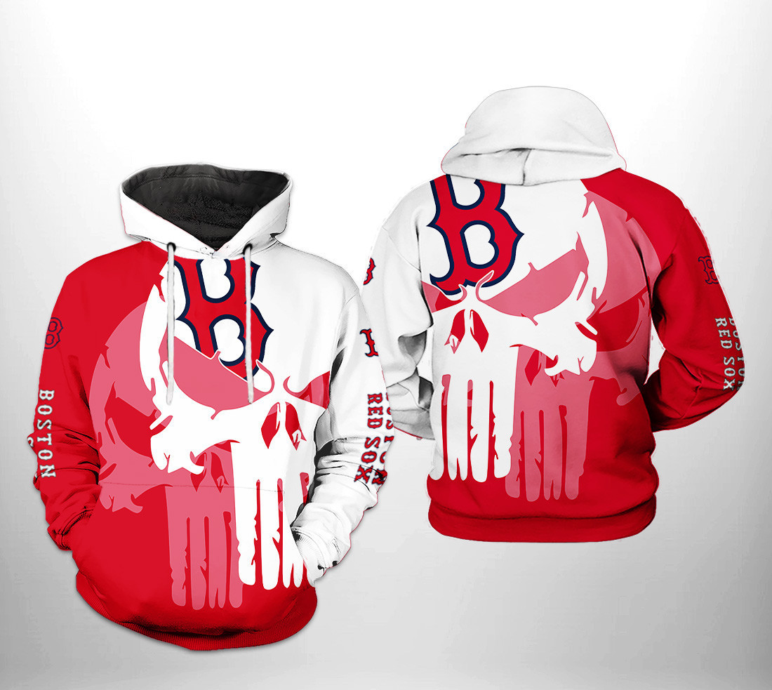 Boston Red Sox MLB Skull 3D All Over Print Hoodie & Zip Hoodie