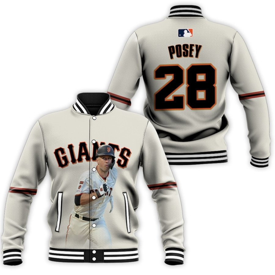 San Francisco Giants Buster Posey 28 Cream Baseball Jacket