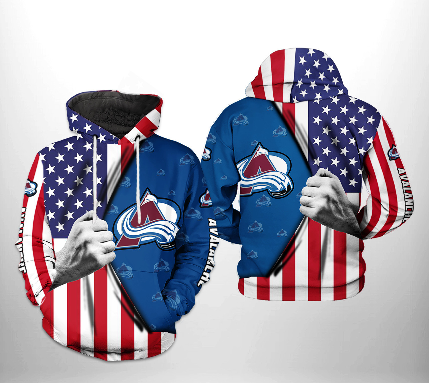 Colorado Avalanche US FLag 3D All Over Print Hoodie & Zip Hoodie