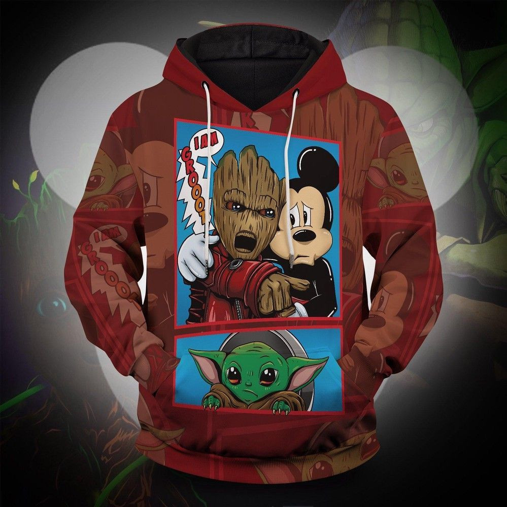 You Took Everything From Me Groot Yoda Mickey 3D All Over Print Hoodie & Zip Hoodie