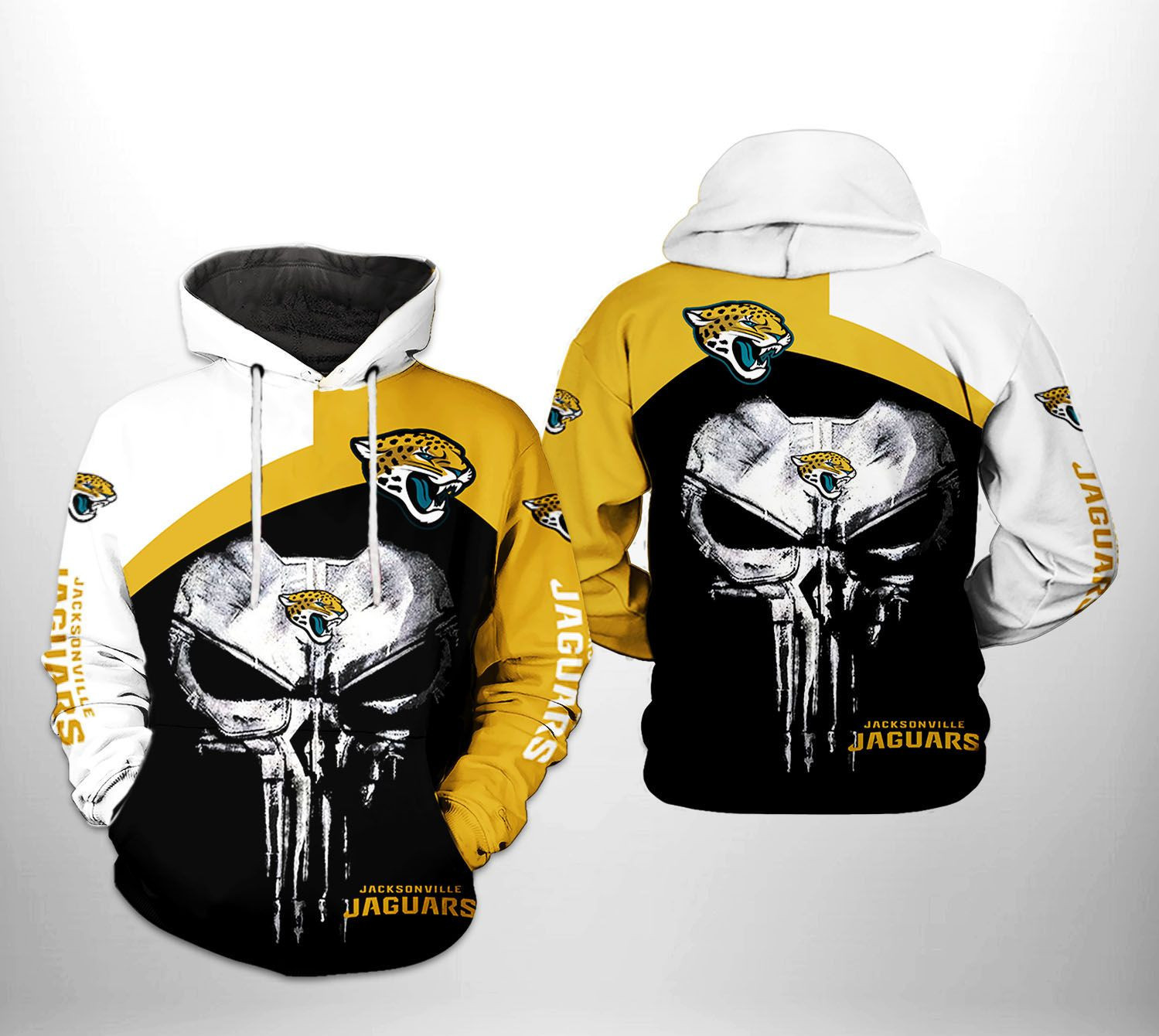 Jacksonville Jaguars Skull Punisher Team 3D All Over Print Hoodie & Zip Hoodie