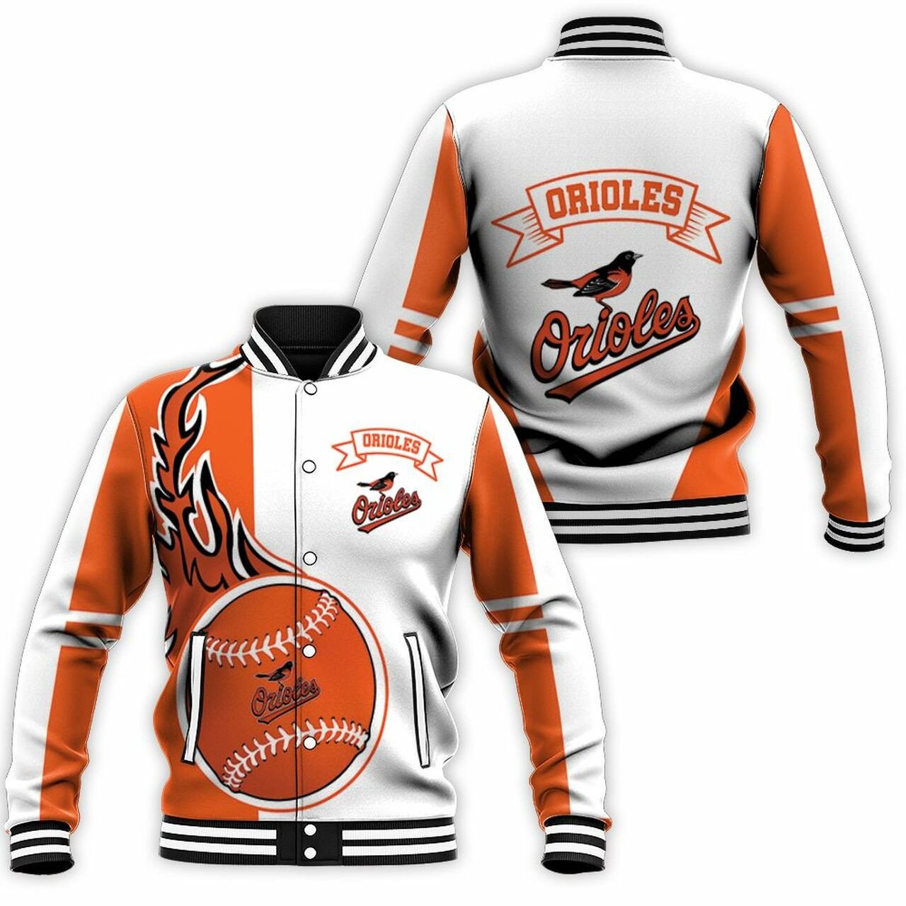 Baltimore Orioles Orange White Baseball Jacket