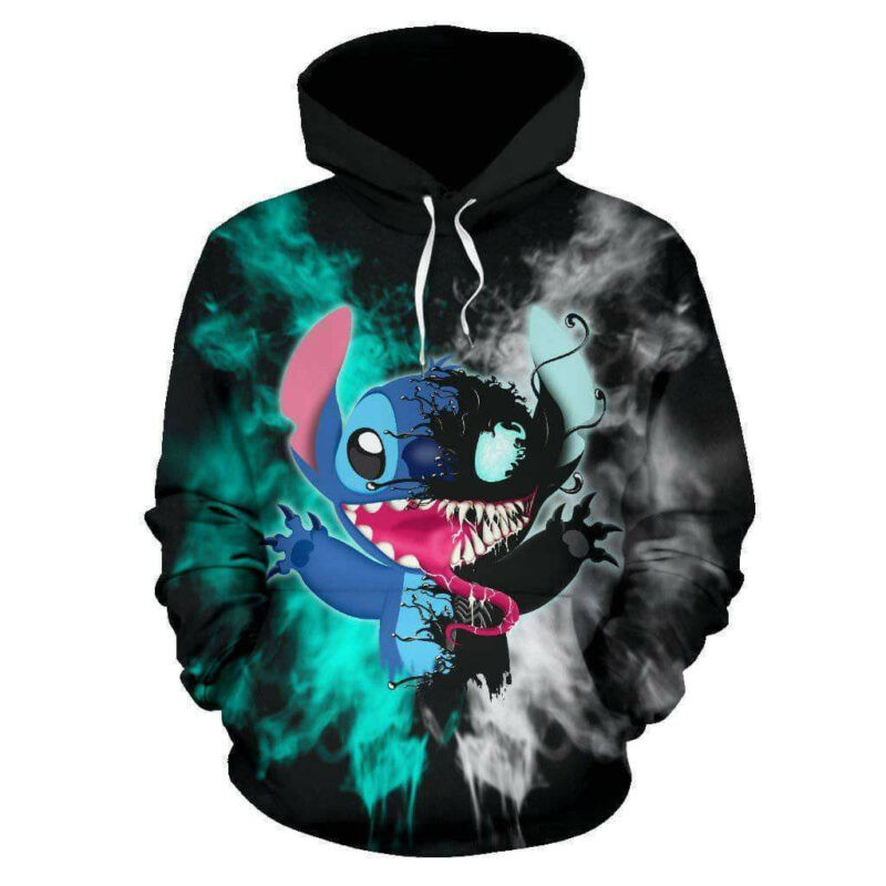 Stitch Cosplay Venom 3d Hoodie Zip Hoodie