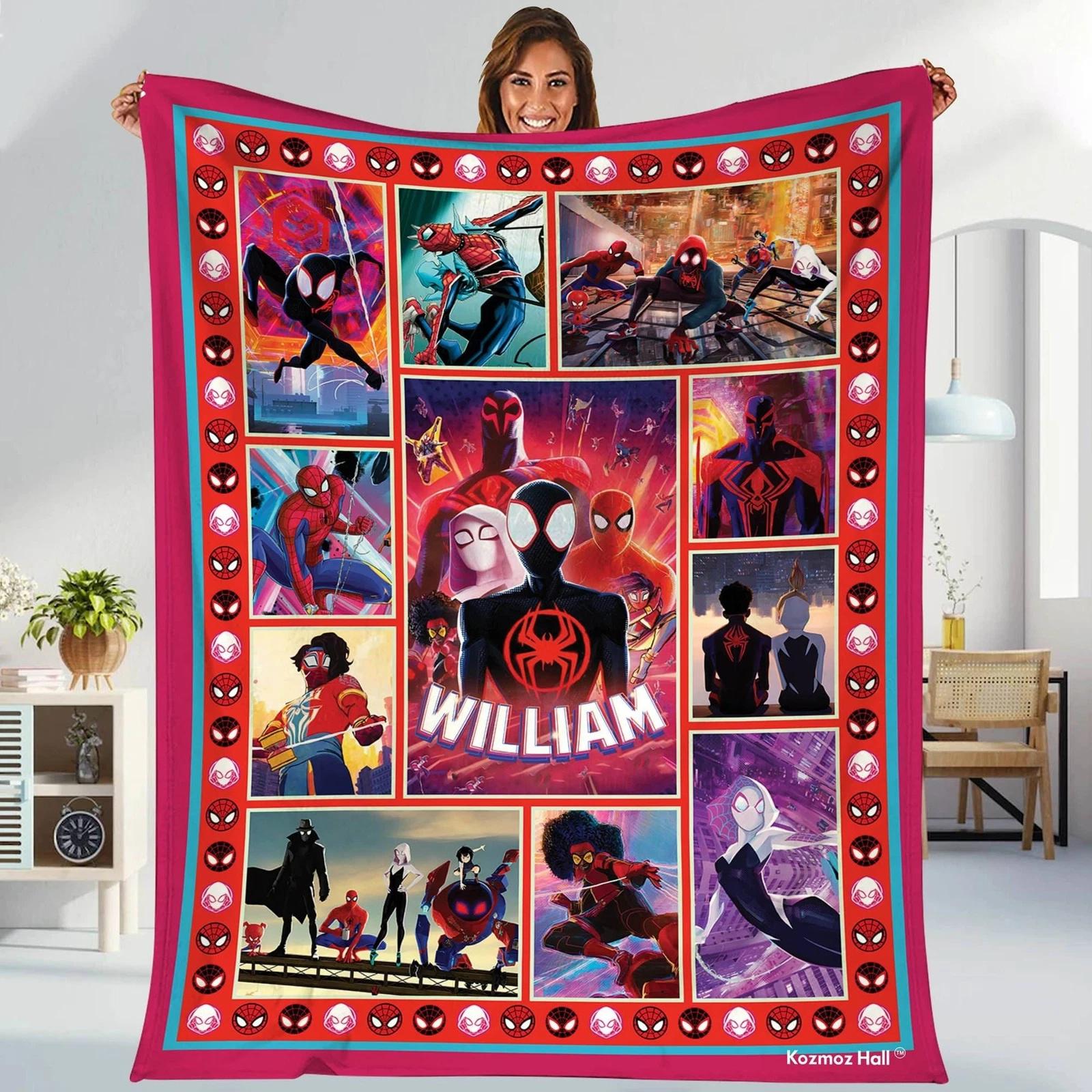 Spider-Man Across The Spider-Verse Blanket Miles Morales Spider Punk Spider Fleece Sherpa Blanket