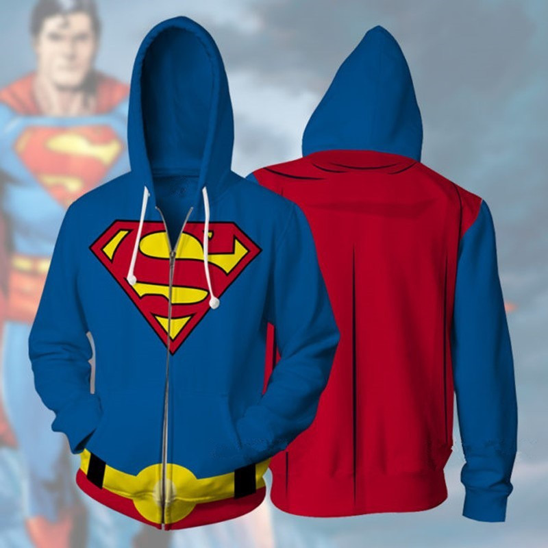 Superhero Superman 3d Anime Print Zip Hoodie