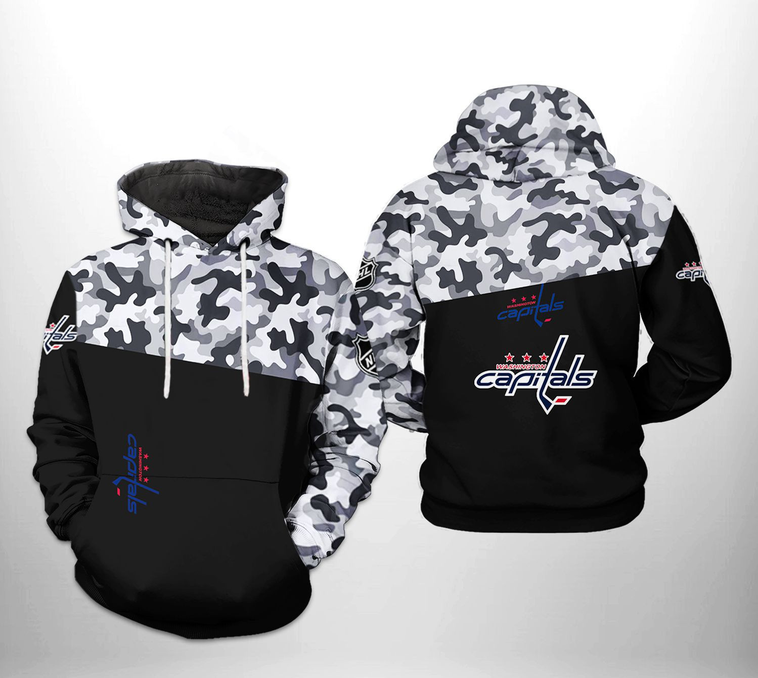 Washington Capitals Camo Veteran 3D All Over Print Hoodie & Zip Hoodie