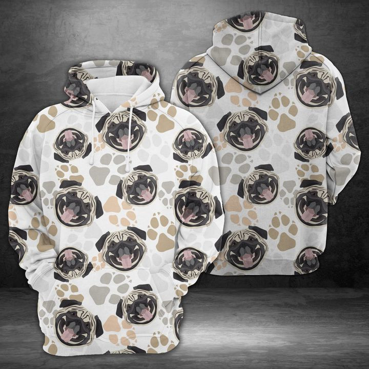 Dog Paws Pug 3D All Over Print Hoodie & Zip Hoodie