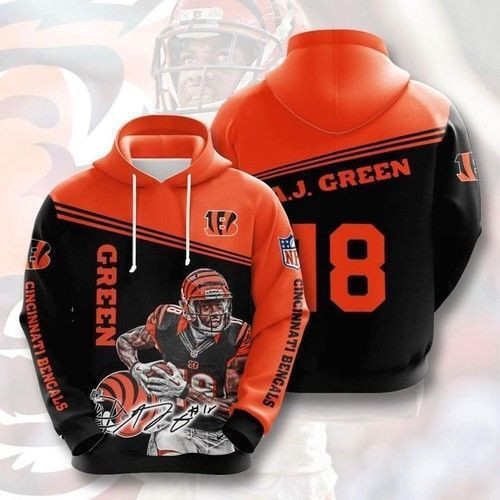 Cincinnati Bengals Green 18 3D All Over Print Hoodie & Zip Hoodie