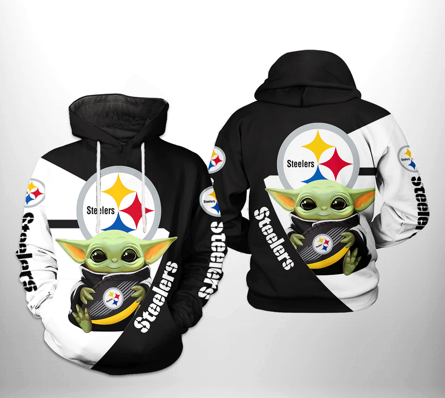 Pittsburgh Steelers Baby Yoda Team 3D All Over Print Hoodie & Zip Hoodie