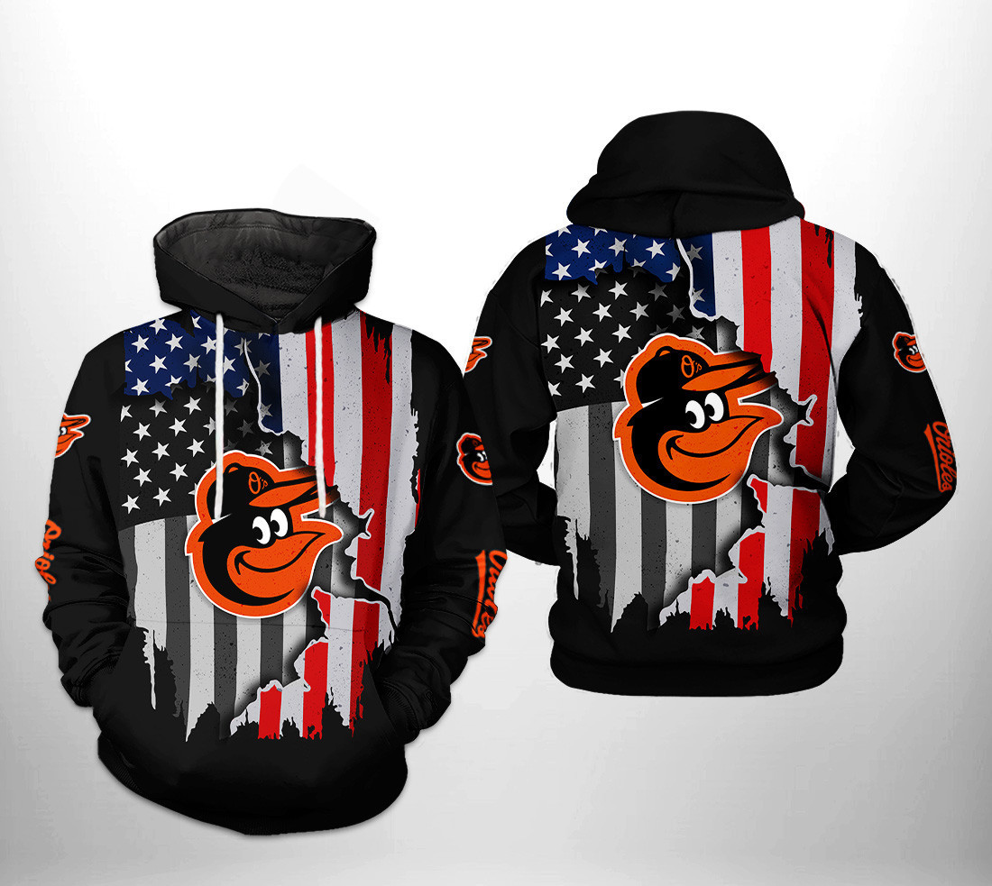 Baltimore Orioles MLB US Flag 3D All Over Print Hoodie & Zip Hoodie