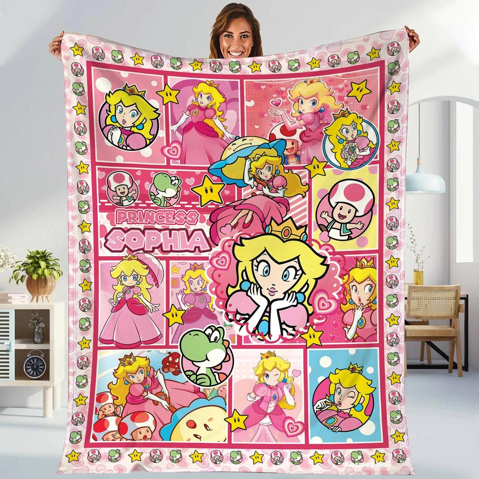 Super Mario Bros Princess Peach Blanket Super Mario Fleece Sherpa Blanket