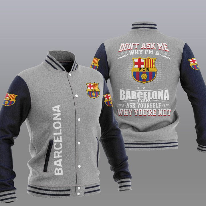 FC Barcelona Grey Dont Ask Me Baseball Jacket