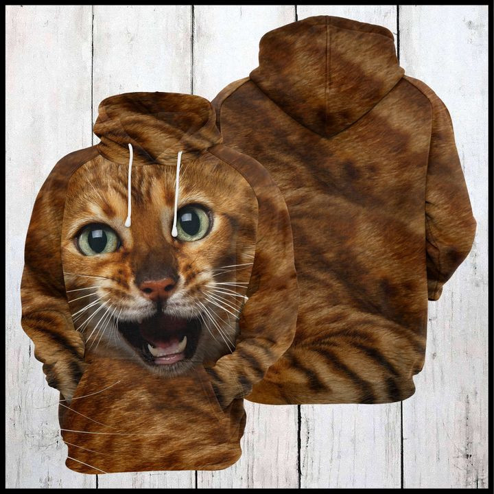 Funny Bengal Cat 3D All Over Print Hoodie & Zip Hoodie