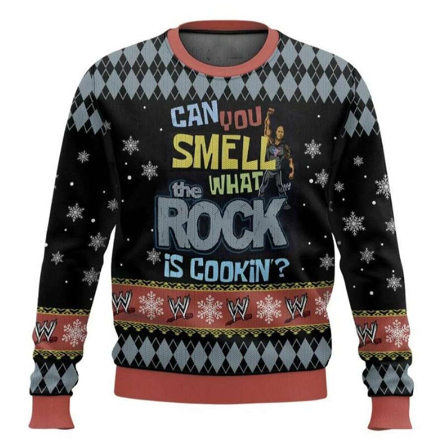 Can You Smell What The Rock Is Cooking WWE Ugly Christmas Sweater