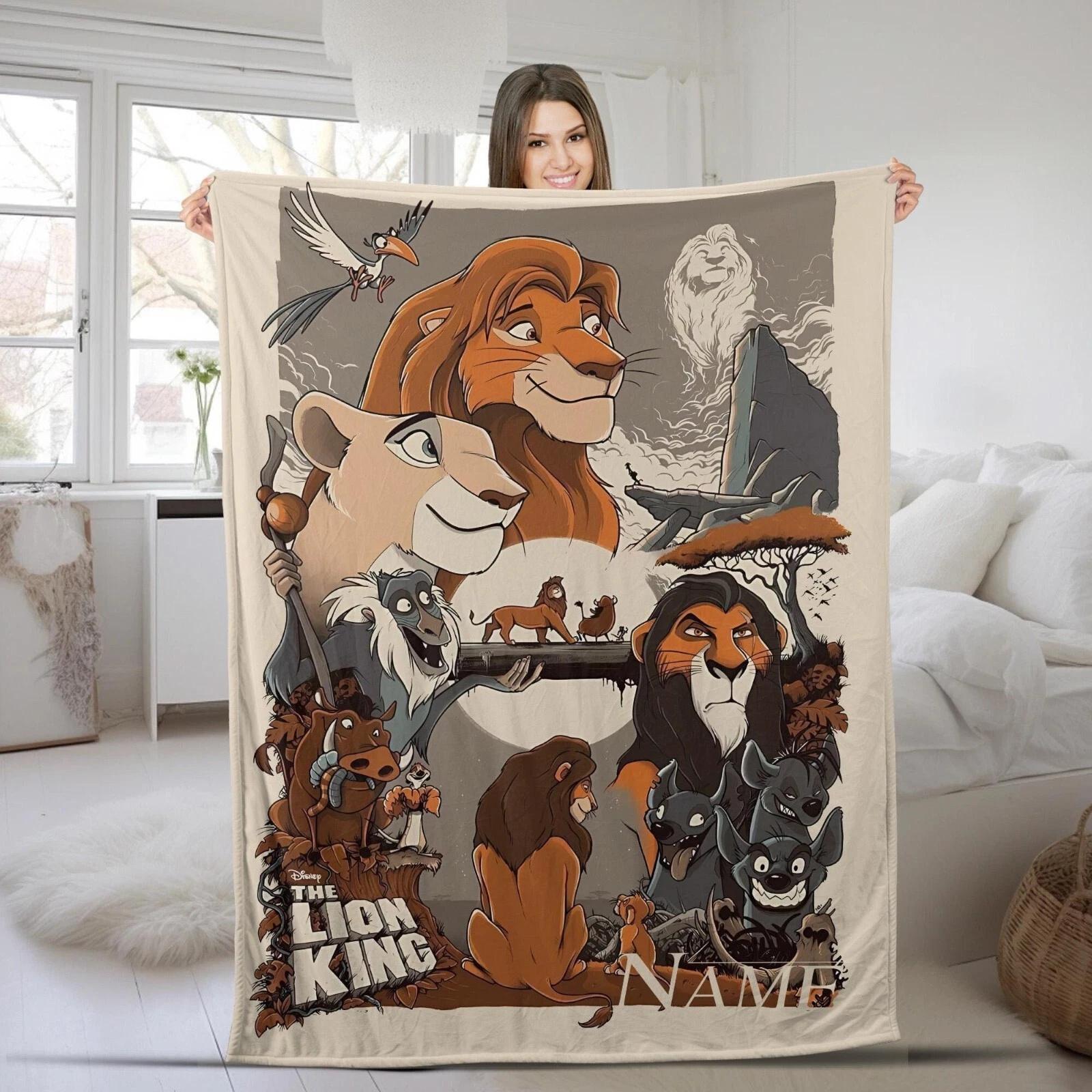 Personalized Lion King Movie Blanket Simba Mufasa Sofa Fleece Sherpa Blanket