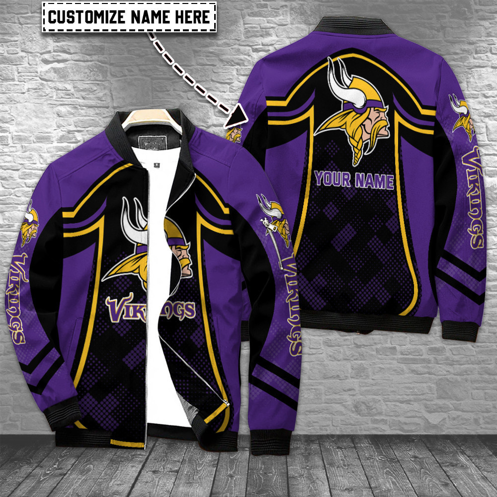 Minnesota Vikings Personalized Bomber Jacket BG634