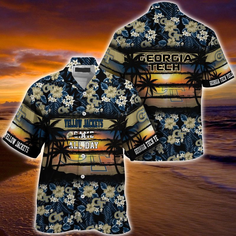 Georgia Tech Yellow Jackets Summer Hawaii Shirt For This Season Gift For Sport Lovers Floral Pattern