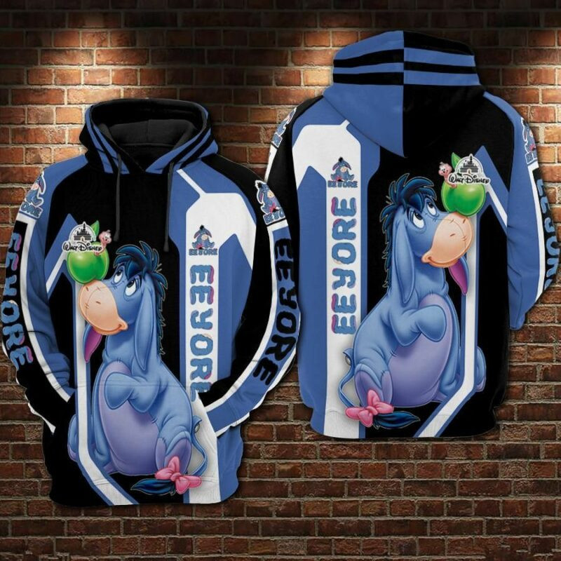 Eeyore And Green Apple Cartoon Winnie The Pooh Walt Over Print 3d Hoodie Zip Hoodie