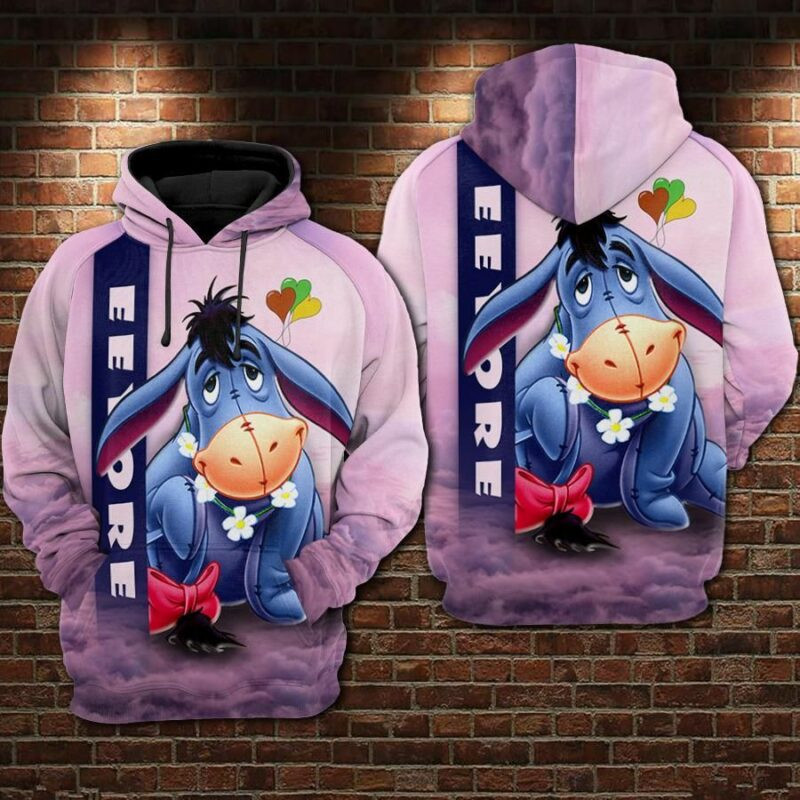 Eeyore Cartoon Winnie The Pooh Movie Over Print 3d Hoodie Zip Hoodie